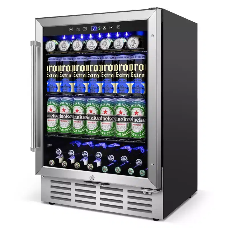 Hooure 23.4 in. Single Zone 180-Cans Under Counter Beverage Cooler Mini Fridge for Home, Office, Bar