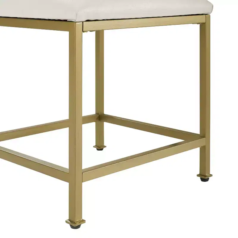 Aimee Vanity Stool Gold - Crosley: Modern Upholstered Faux Leather, Steel Frame, Padded Seat, 250 lb Capacity, 18.75" Height