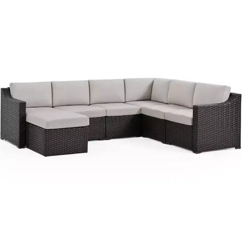 HAPPATIO 7 Piece Patio Conversation Set Wicker Outdoor Sectional Sofa, All-Weather Patio Furniture Set Combination Sofa. Patio sectional Set.