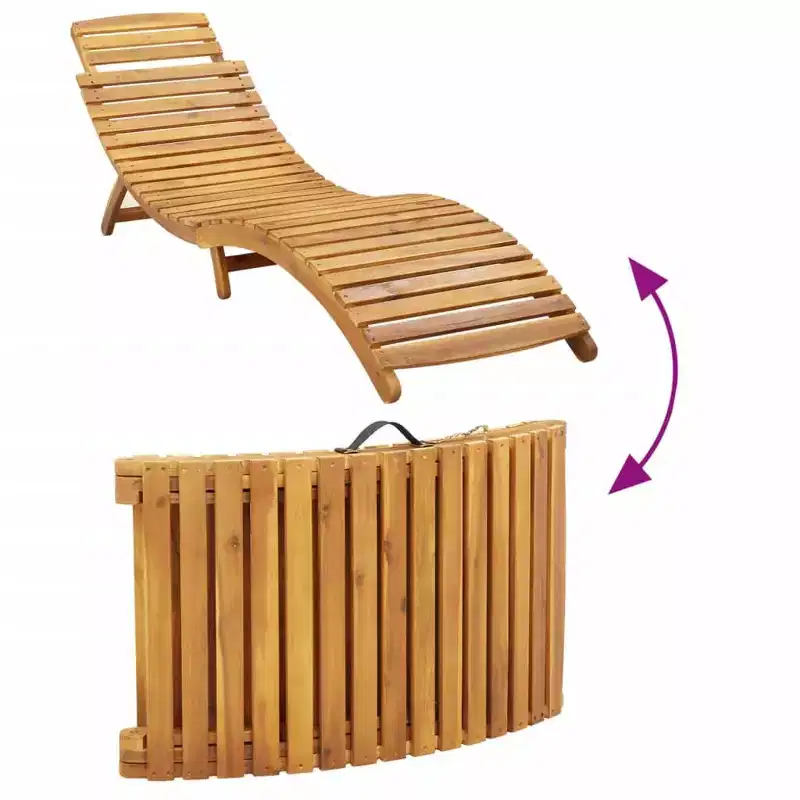 vidaXL Patio Sunlounger Set of 2 Red, Natural Solid Acacia Wood, Polyester