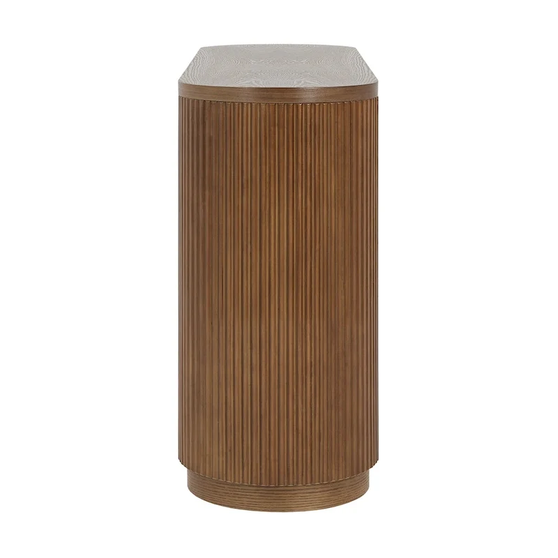 Console Table with Open Shelves and Fluted Wood Veneer