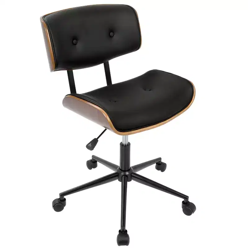 Okak Mid-Century Height-Adjustable Office Chair, Criss Cross Chair with Universe Wheels and Walnut Base, Desk Chair for Home, Office