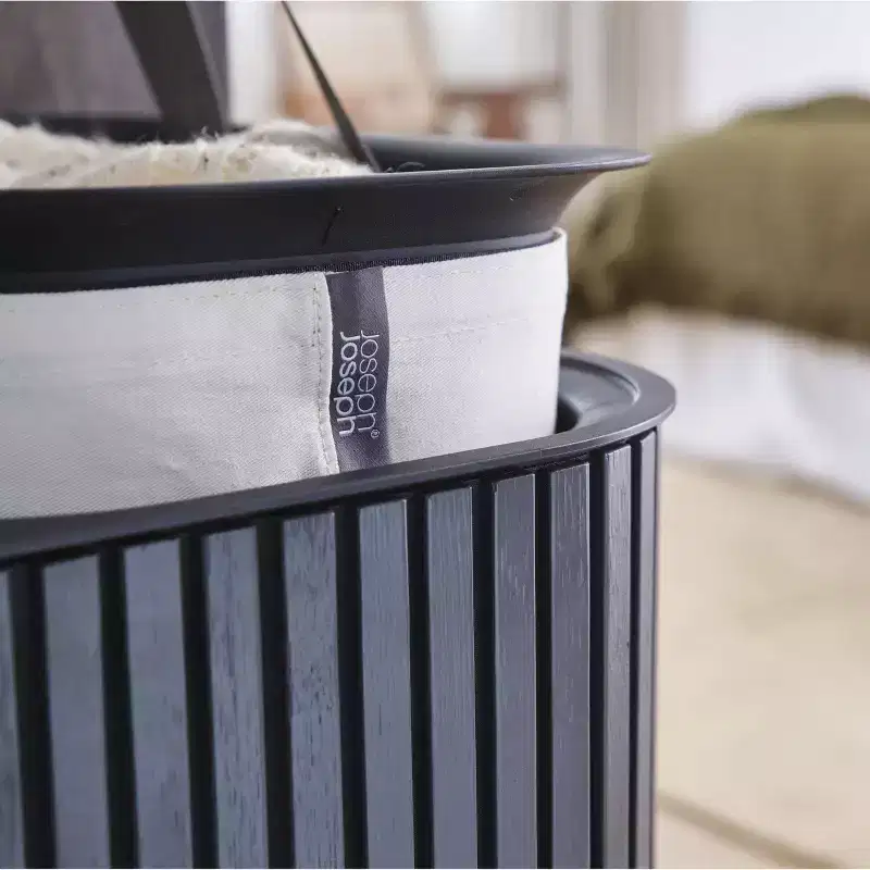 Joseph Joseph Tota Trio Luxe 90L Bamboo Laundry Separation Basket - Carbon Black