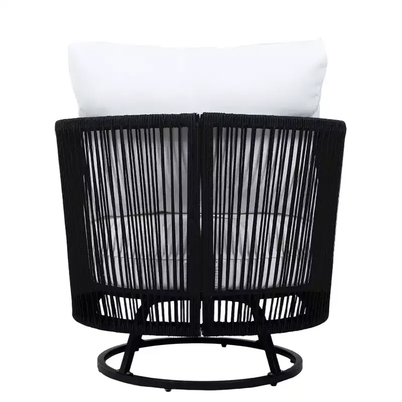 Christopher Knight Home Lucian Modern Patio Acacia Wood Handwoven Rope 360 Swivel Chair