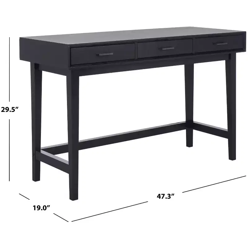 3-Drawer Wood Writing Desk with Ample Storage, Brown Finish