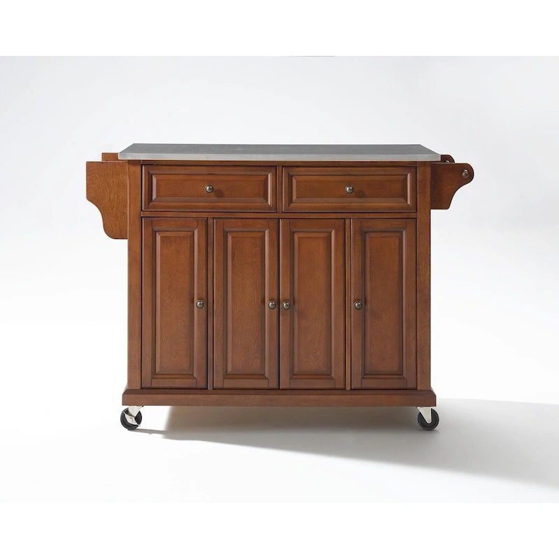 Crosley Stainless Steel Top Classic Cherry Finish Kitchen Cart/Island - 18d x 51.5w x 36h