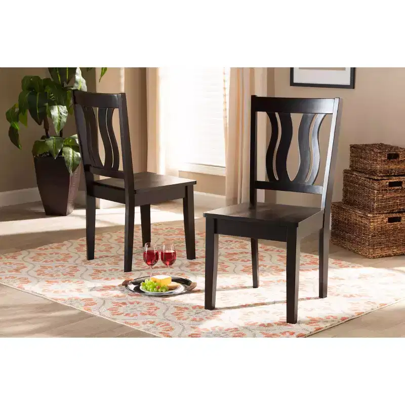 2pc Fenton Wood Dining Chair Set - Baxton Studio