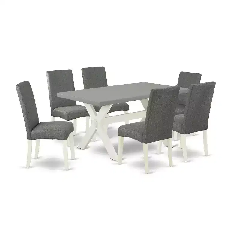 7-Piece Rectangle Natural Oak Finish Solid Wood Top Dining Table with 6-Chairs with