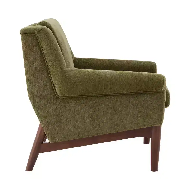 Whisen Sculptural Flared Arm Accent Chair with Solid Wood Frame Modern Reclined Upholstered Lounge Chair, Ergonomic Reading Chair