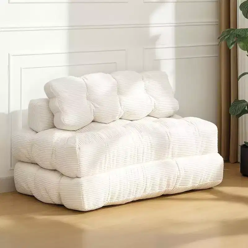 3 in 1 Folding Sofa Bed, Convertible Sleeper Chair with Pillow, Portable Fold Out Chair Bed, Comfy Floor Sofa with Back Support for Living Room,Beige