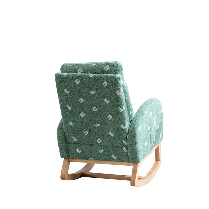 Green 26.8 Upholstered High Back Rocking Chair with Side Pocket