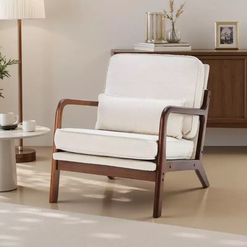 TUYOHW Polyester Accent Chairs,Upholstered Reading Chairs with Arms and Waist Cushion for Living Room,Bedroom
