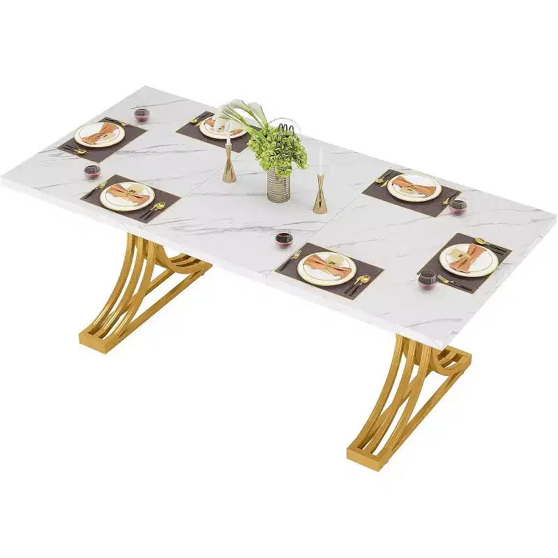 Lantine 63-inch Rectangular Dining Table for 4 to 6, Modern Dinner Table for Dining Room, Kitchen, Living Room