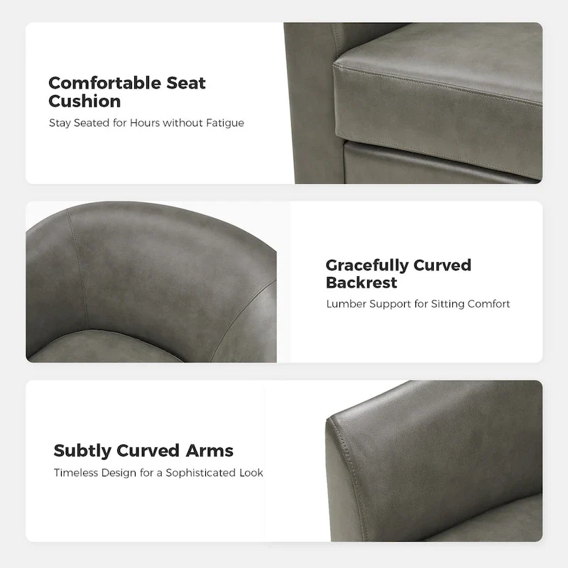 Haley Modern Swivel Barrel Faux Leather Chair with Solid Wood Base Set of 2