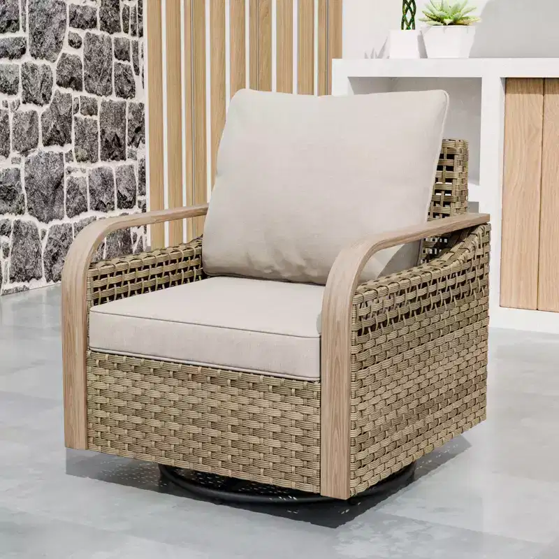 EAGLE PEAK Rocking Chair, Swivel Rocker, Rattan Patio Furniture, 1 Chair