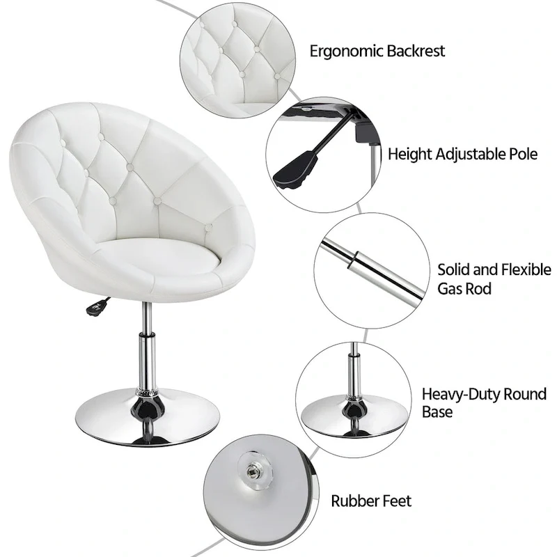 Yaheetech Modern Tufted Faux Leather Barrel Accent Chair
