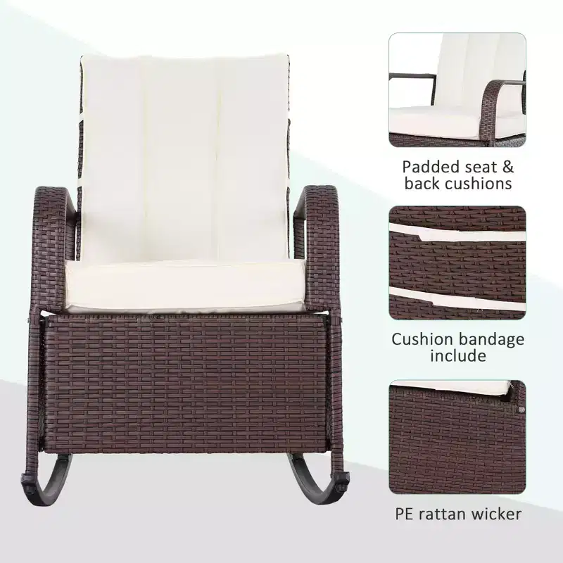 PE Rattan Rocking Recliner with Footrest