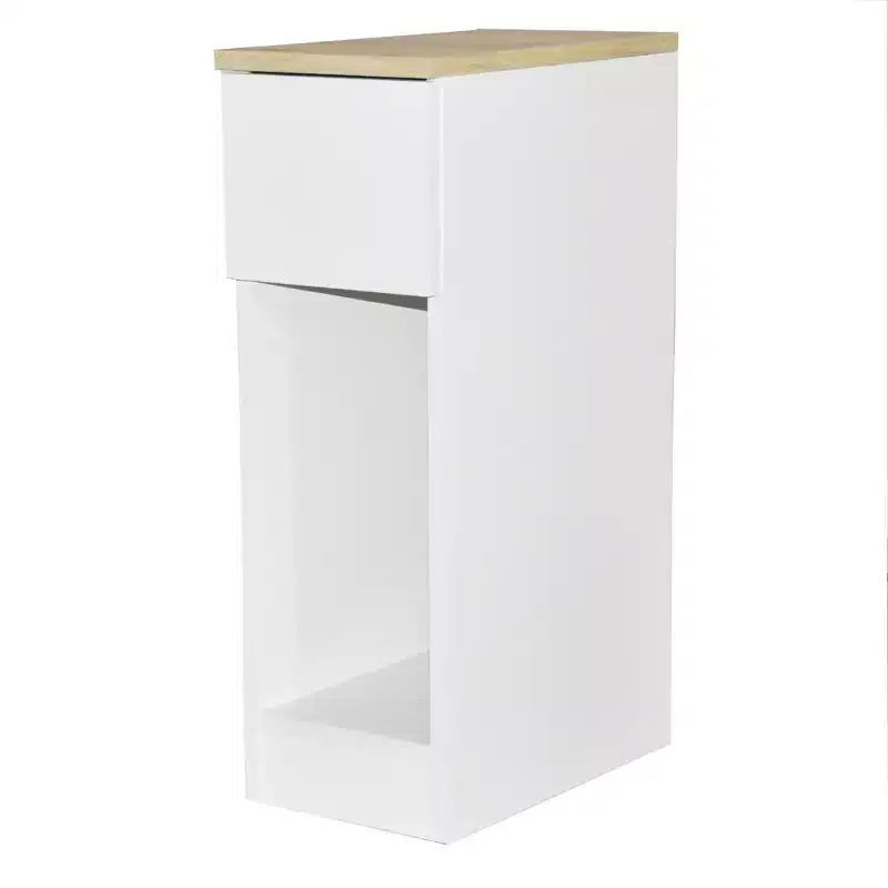 AndMakers 8 in. White Titanium Rectangular Wood End Table with 1 Drawer