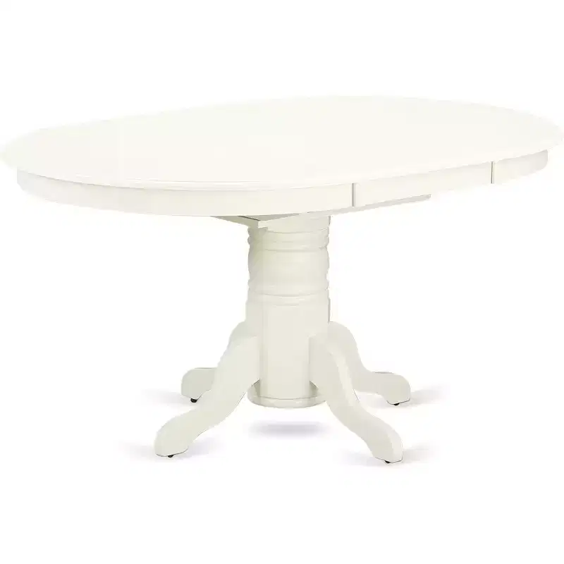 HomeStock Oval Dining Table Set Linen White Dark Shitake