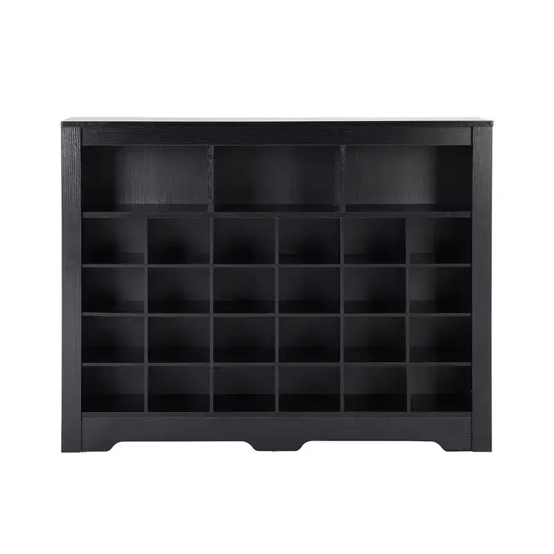 Shoe Rack with Curved Base Large Capacity Free Standing Shoe Cabinet with 24 Compartments Wooden Organizer for Entryway Bedroom Living Room