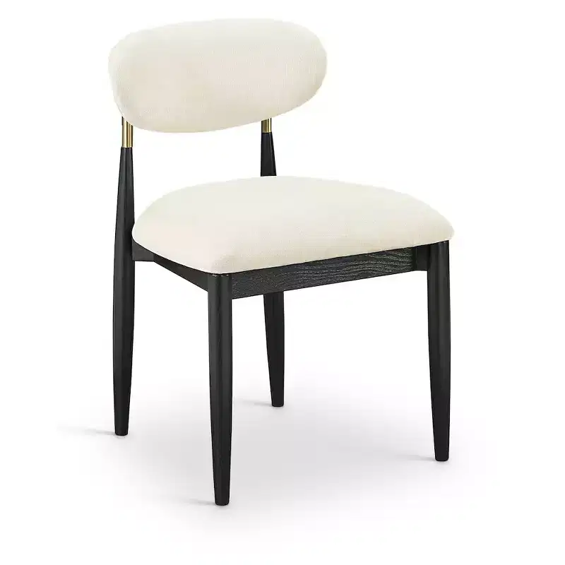 Meridian Furniture Riccio Cream Performance Fabric Upholstered Dining Side Chair, Set of 2