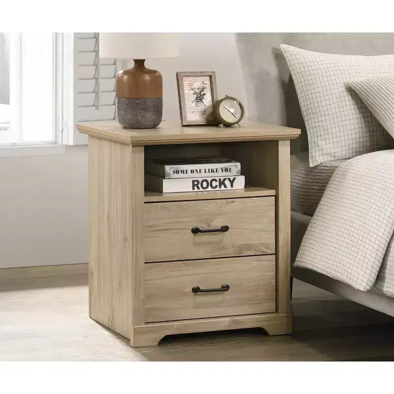 USB Charging 2 Drawer Nightstand for Bedroom Living Room