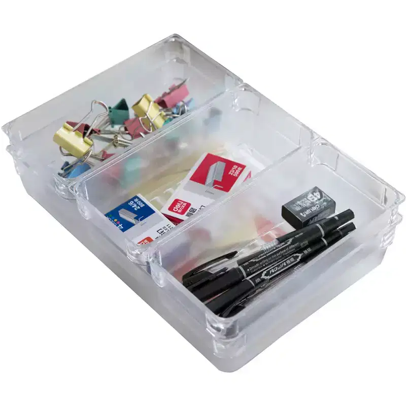 Basicwise Clear Plastic Set of 4 Drawer Organizers