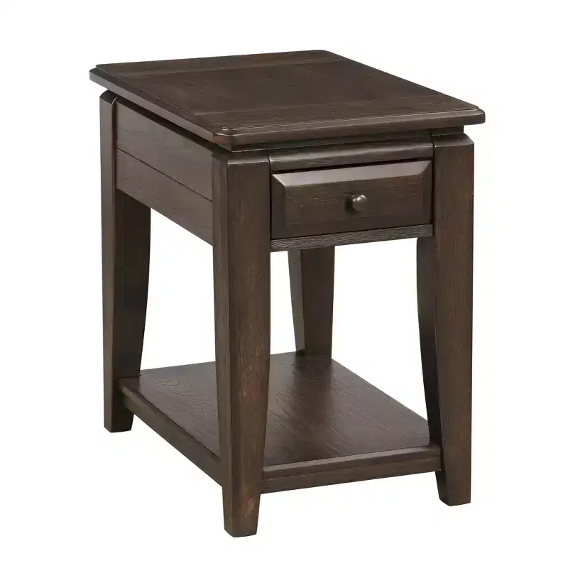GDFStudio Bao Traditional Wooden Rectangular Chairside Table with Drawer and Open Shelf