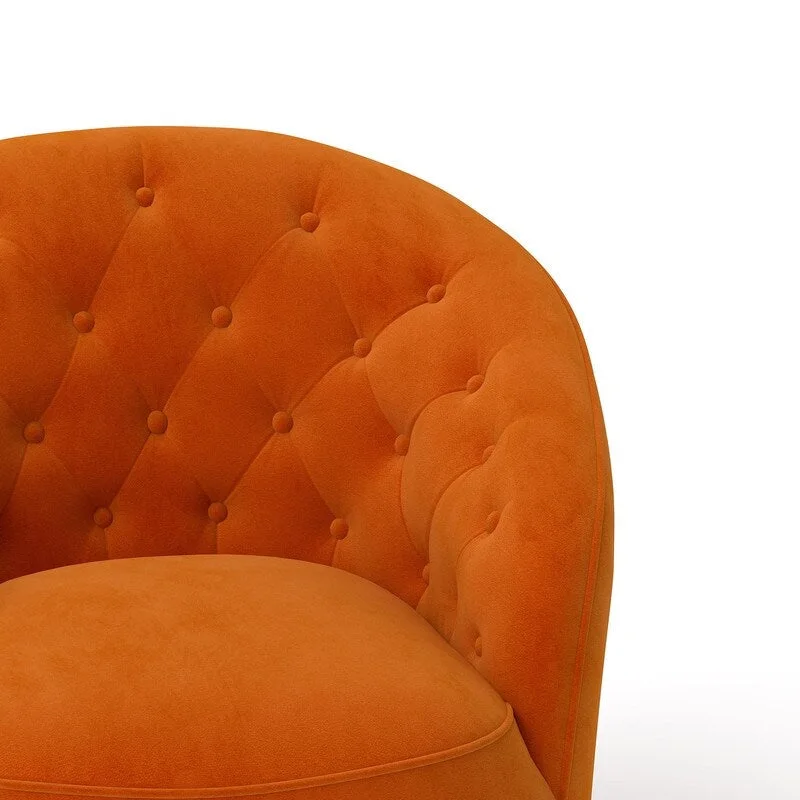 SEYNAR Modern Velvet Upholstered 360 Degree Swivel Barrel Chair with Button Tufted Back Set of 2