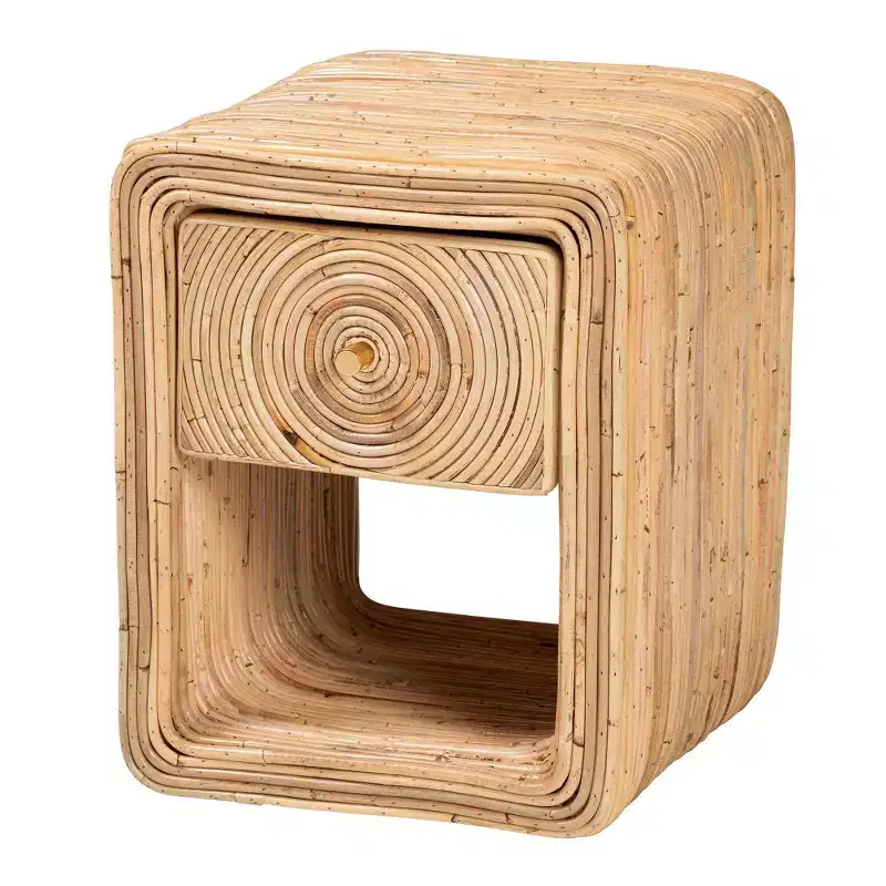 Natural Rattan 1-Drawer Nightstand