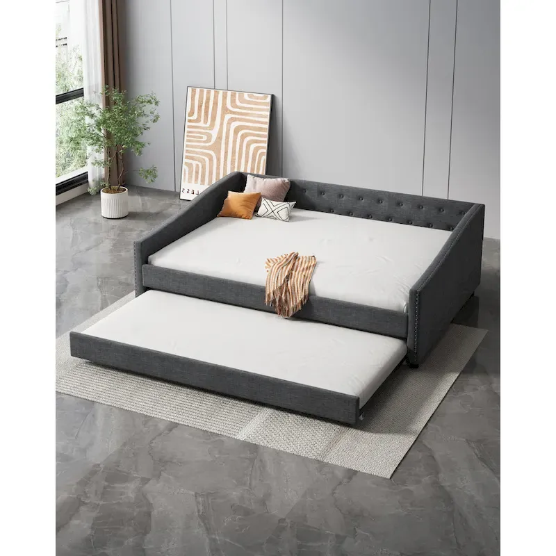 Christopher Knight Home - Bennett Tufted Daybed Sofa with Storage Drawers and Elegant Waved Arms