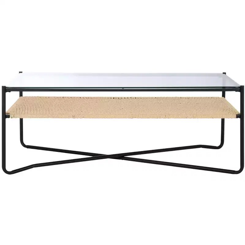 Omaka 1 Shelf Coffee Table - COF2308A - Natural/Black - Safavieh