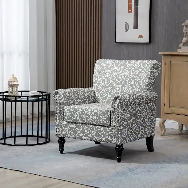 Mid-Century Modern Upholstered Accent Chair - 30.70 x 29.92 x 34.05
