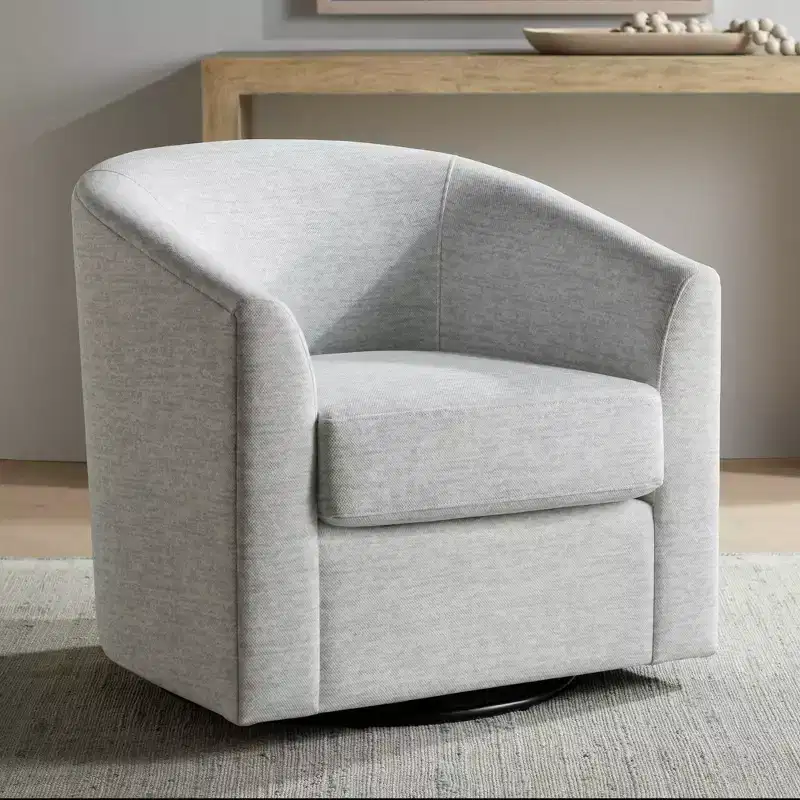 Barrel 30 3/4 Wide Gray Fabric Swivel Chair