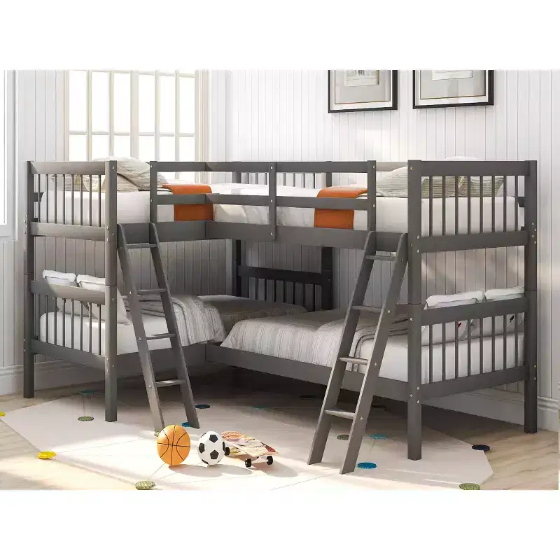 Whisen Twin-Over-Twin L-Shaped Bunk Bed with Ladder