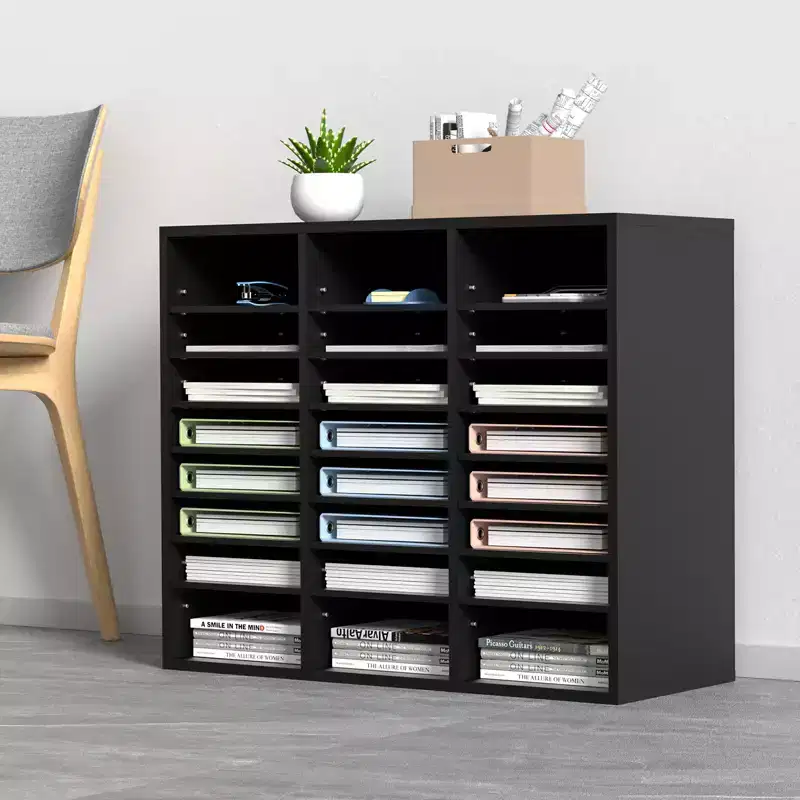 Wood Literature Organizer with 24 Compartments