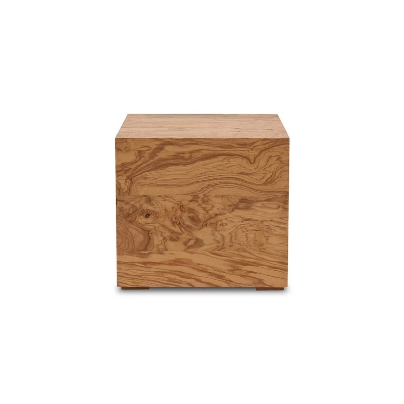 Modern Natural Burl Wood Veneer Side Table, 18