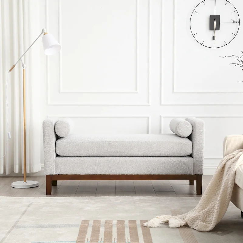 Upholstered Bench with Wood Legs