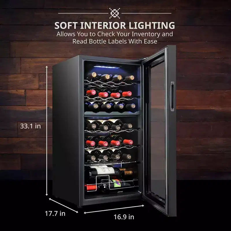 Ivation 28 Bottle Wine Cooler Fridge, Wine Refrigerator with Lock