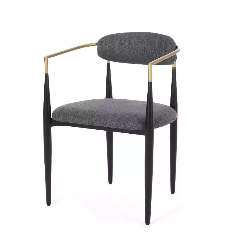 Okak Set of 2 Modern Dining Chairs, Fabric Dining Room Chairs, Upholstered Kitchen Side Chairs with Curved Backrest & Metal Frame