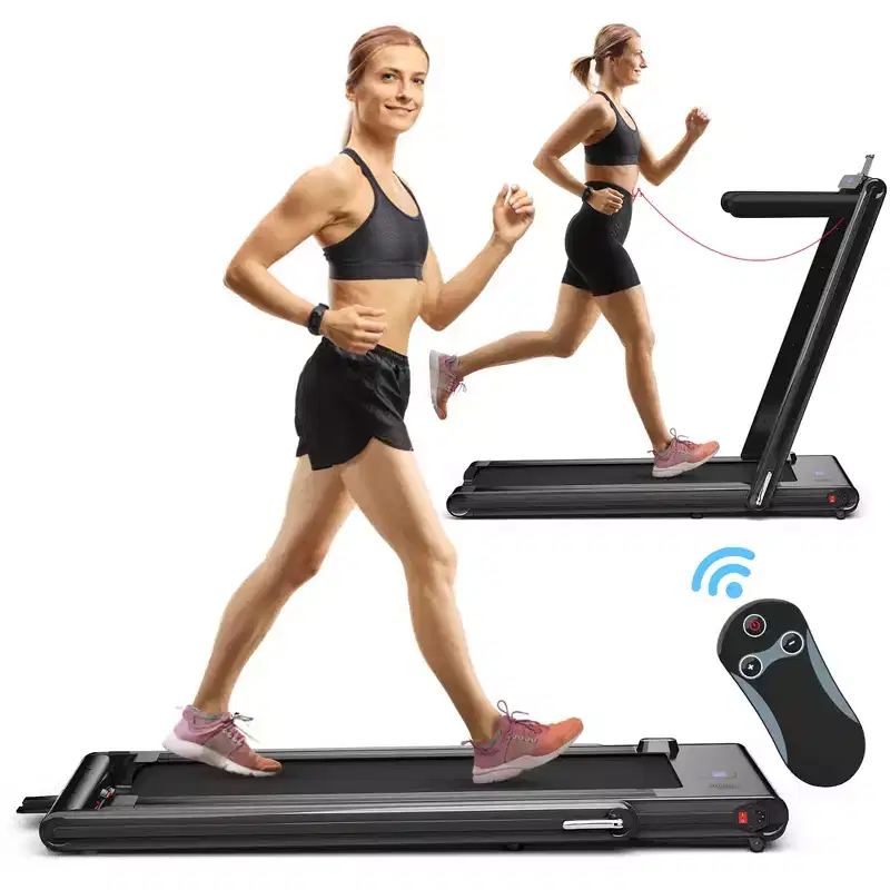 Costway 2-in-1 Folding Treadmill 2.25HP Jogging Machine w/ Dual LED Display Silver\Black\Blue