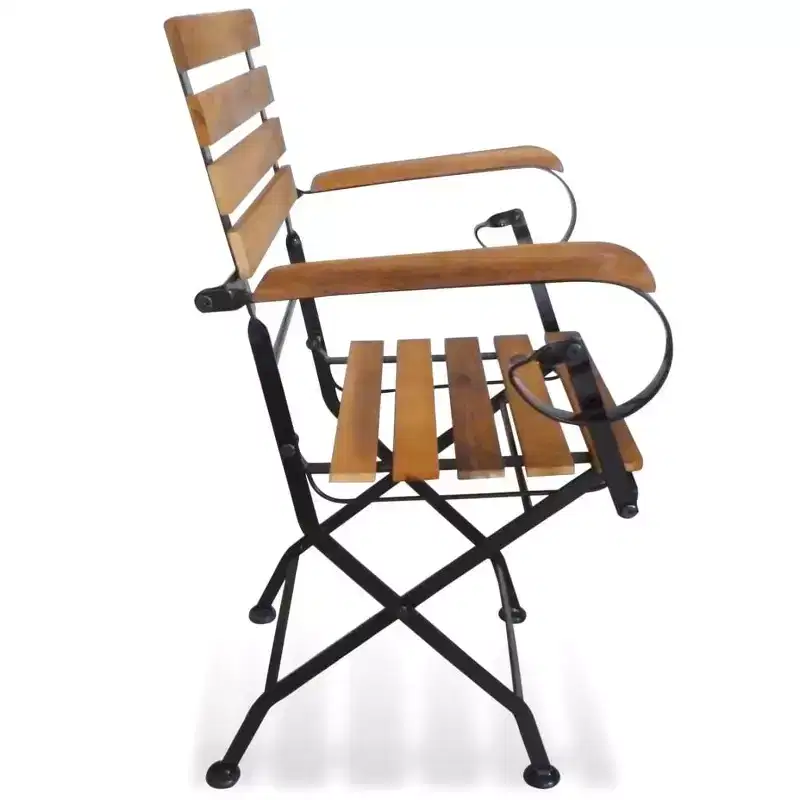 vidaXL Folding Chair Set of 2 Brown and Black
