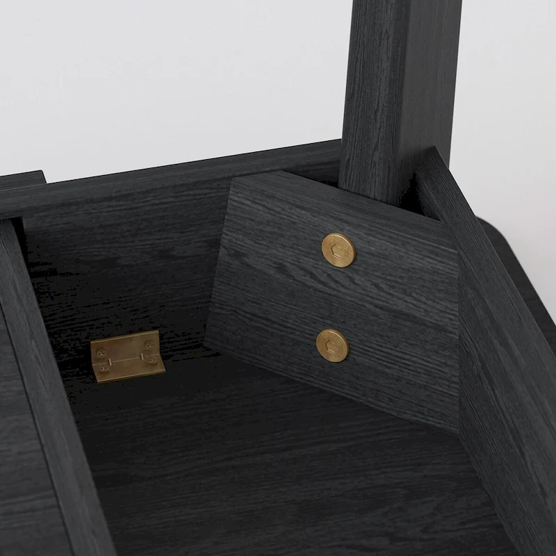 Timechee Black Wooden Computer Desk, 47 Writing Desk with 2 Drawers