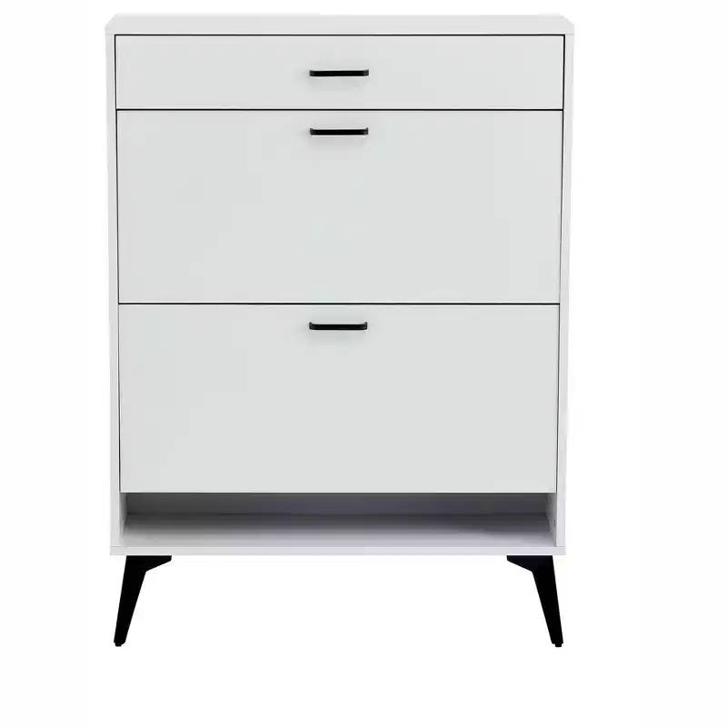 Slim Shoe Cabinet with 2 Flip Drawers & Side Cabinet, Space-Saving Entryway & Closet Organizer
