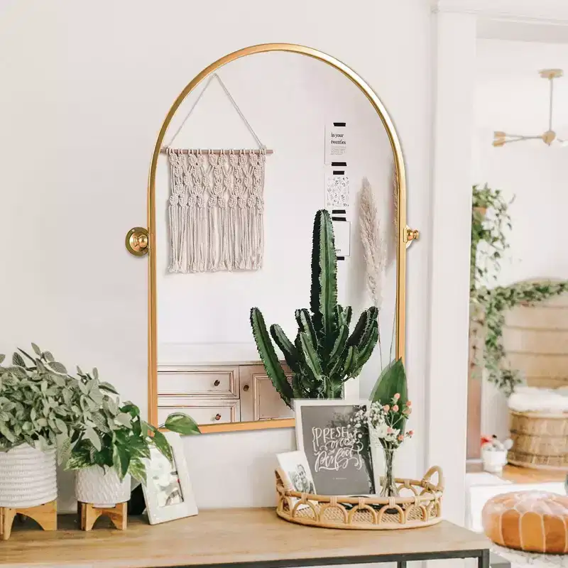 Arched Metal Wall Mirror, 31.5