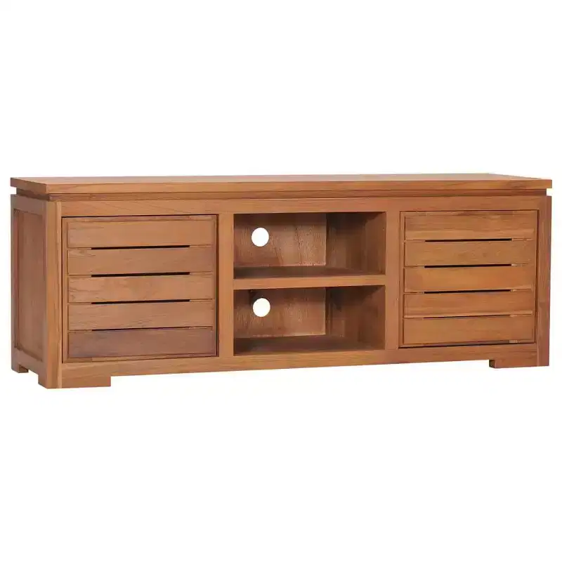 TV Cabinet Natural Teak Solid Teak Wood Medium TV Cabinet