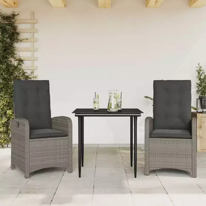 vidaXL Garden Dining Set with Cushions - Poly Rattan
