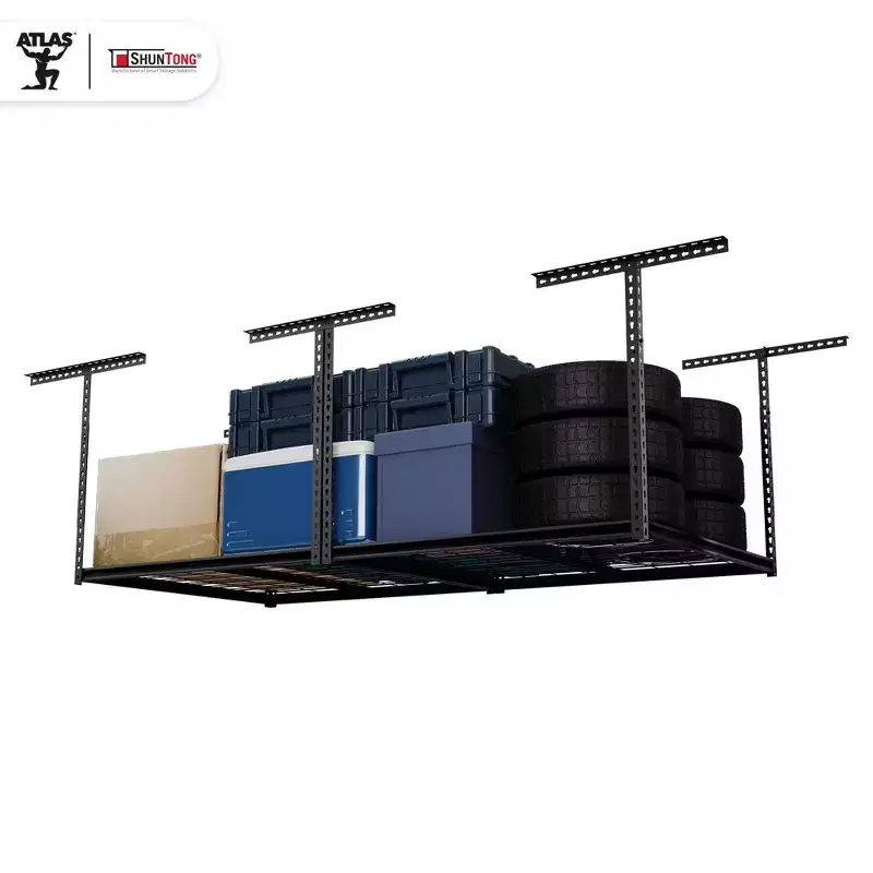 4'x8' Overhead Garage Storage Rack, 1100 lbs Capacity, Hammertone Black Finish