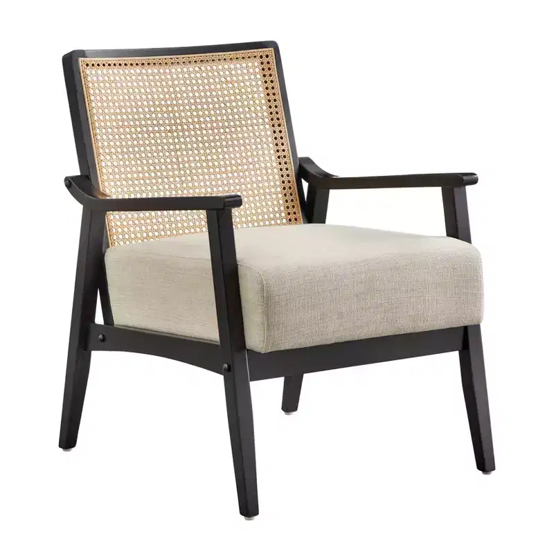Hannah Solid Wood Cane Back Accent Chair