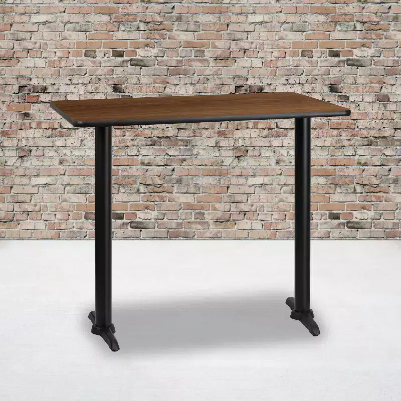 30'' x 48'' Rectangular Laminate Table Top with 5'' x 22'' Bar Height Table Bases